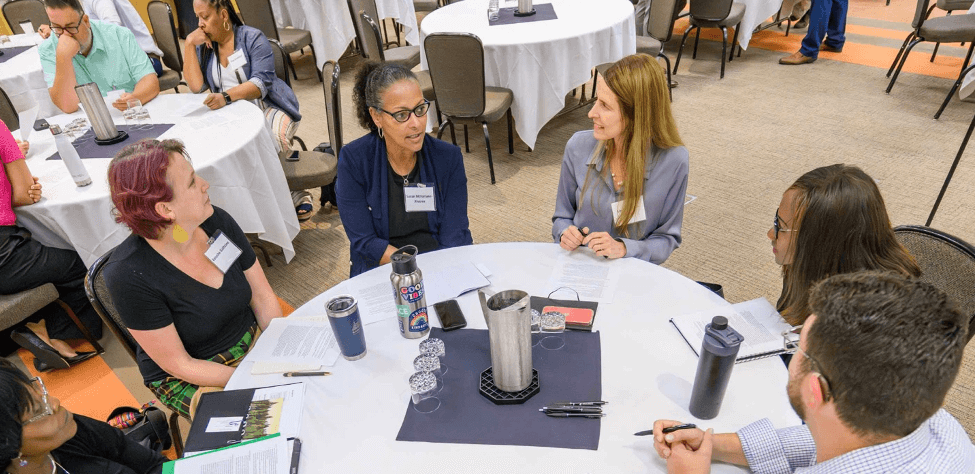 Discussions among MSU community members in the diversity and inclusion space during the 2024 Summer Leadership Institute